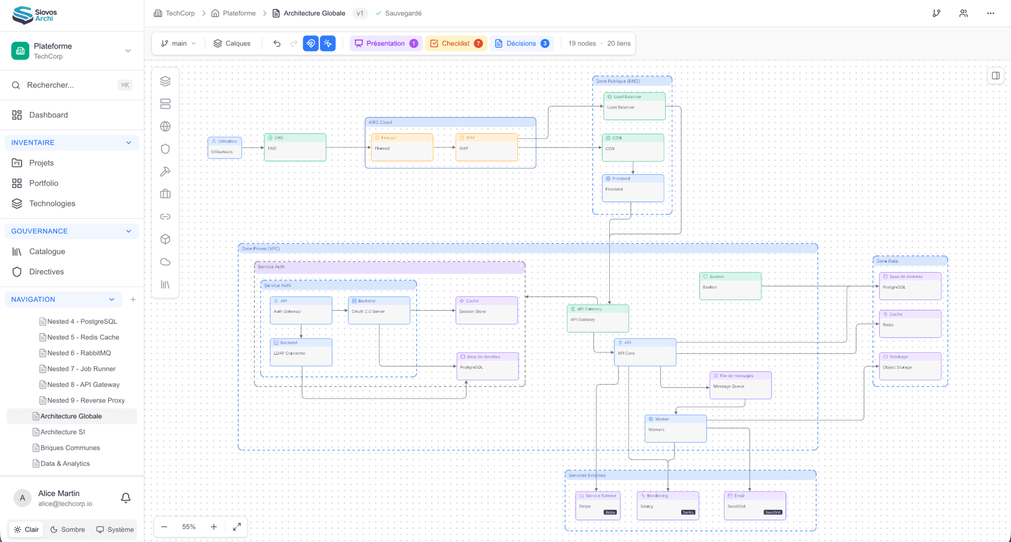 Interface de Siovos Archi